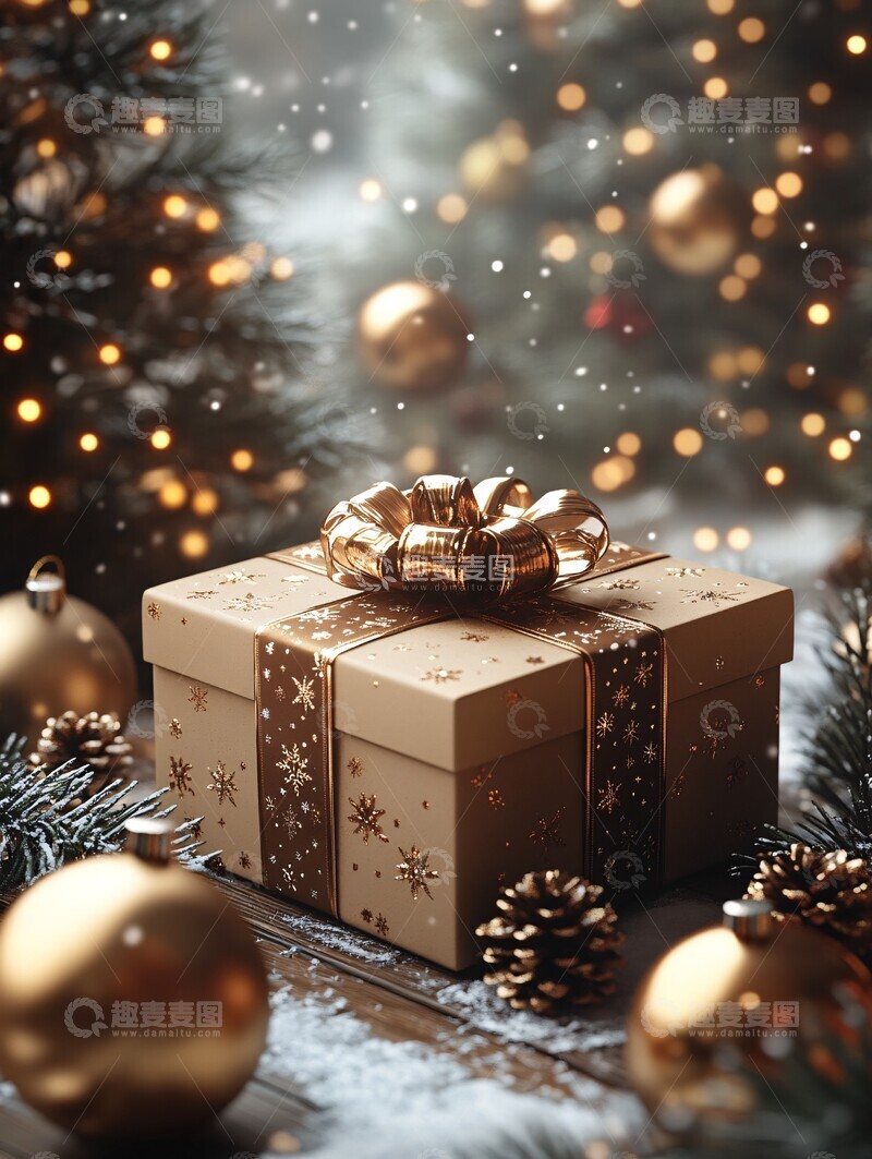 高清大图下载【趣麦麦图】圣诞树礼物盒背景2
