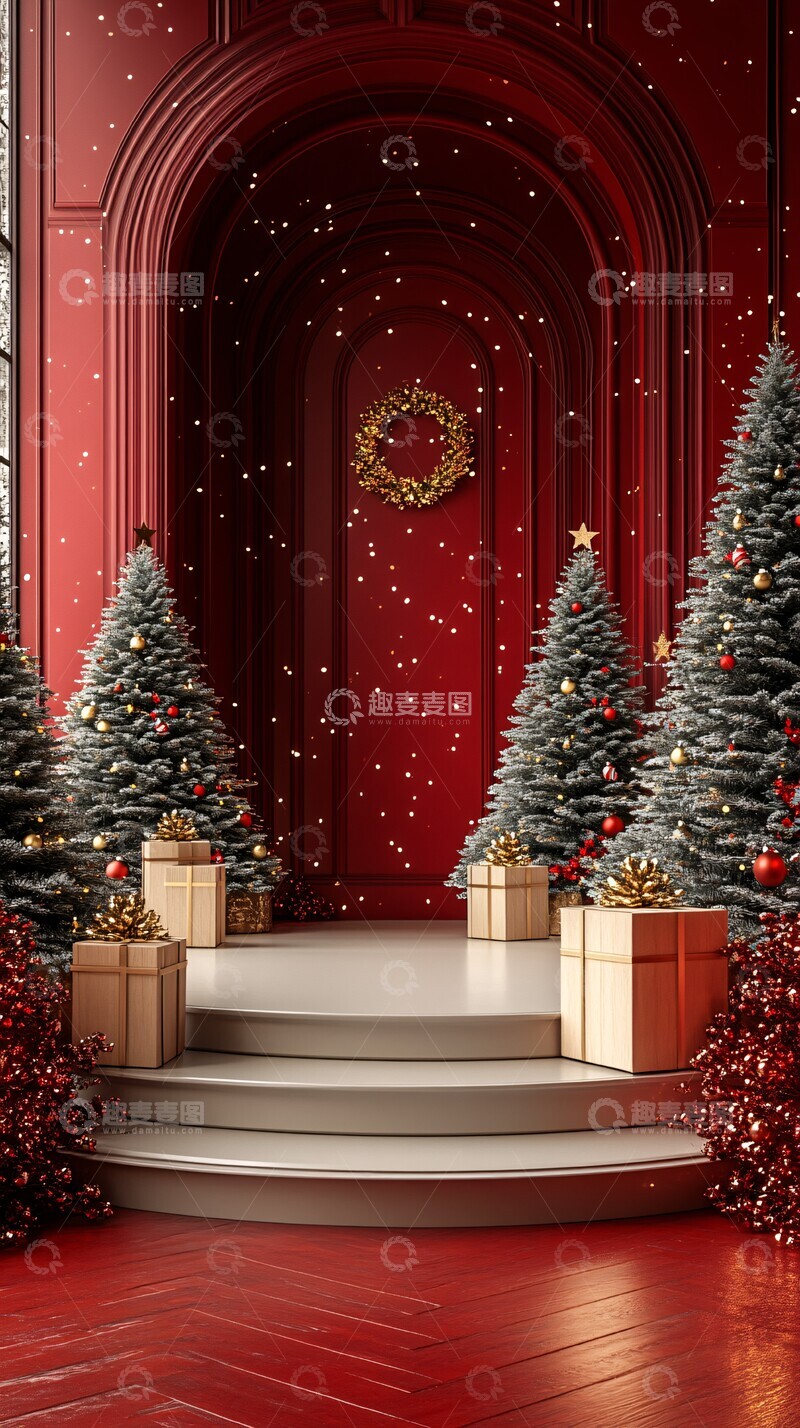 高清大图下载【趣麦麦图】圣诞树与舞台