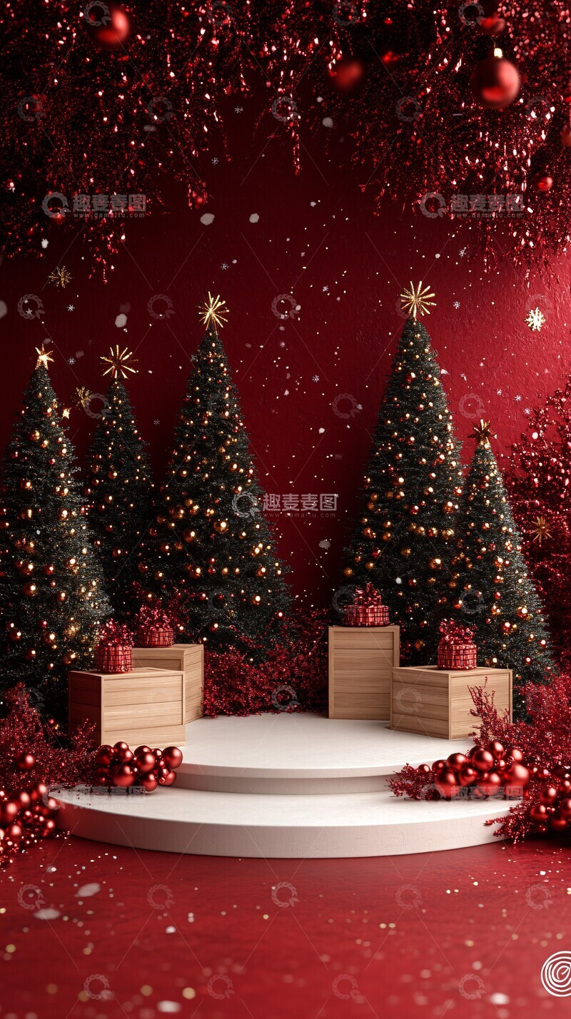 高清大图下载【趣麦麦图】圣诞树与舞台2