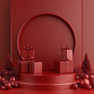 红色背景礼品展示