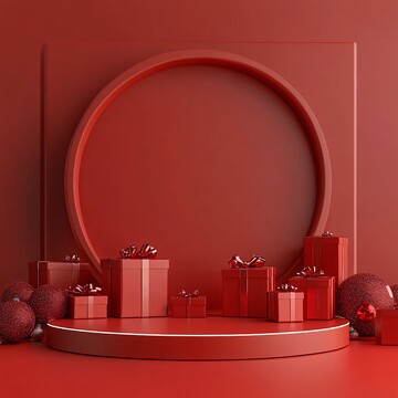红色背景礼品展示2