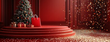 红色背景购物节布置2