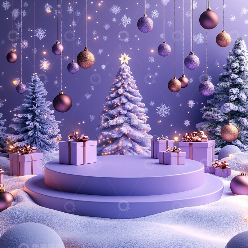 高清大图下载【趣麦麦图】蓝色紫色雪景