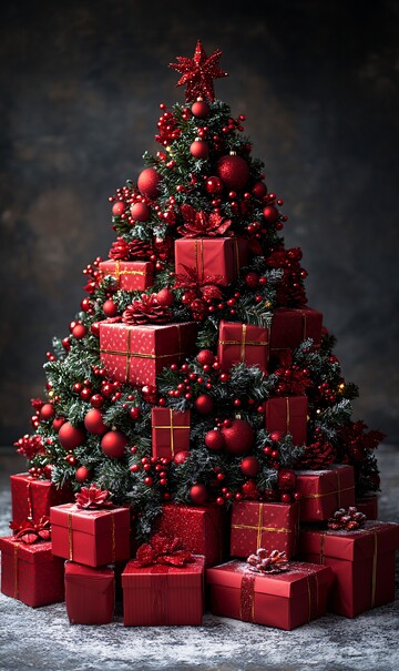 红色礼盒圣诞树