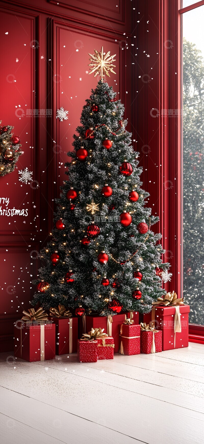 圣诞装饰红色背景
