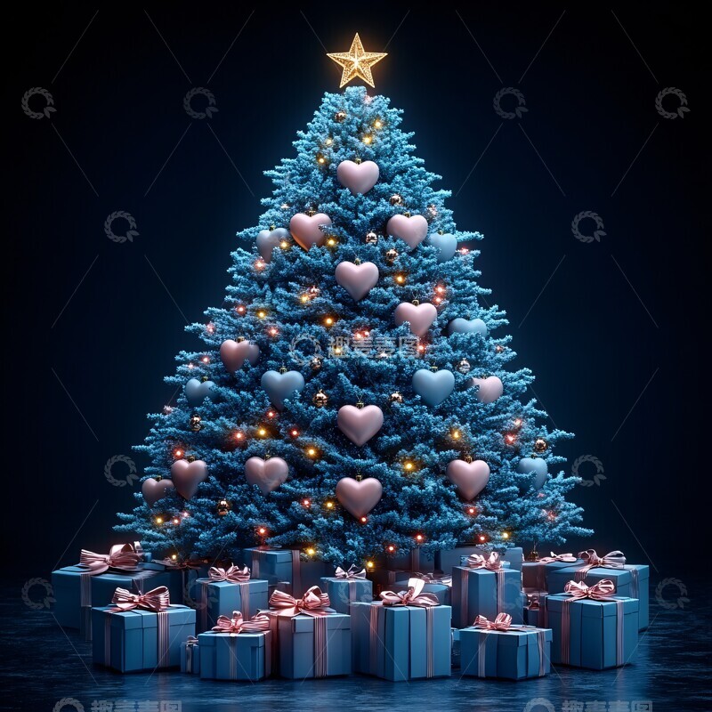 高清大图下载【趣麦麦图】心形圣诞树与礼物2