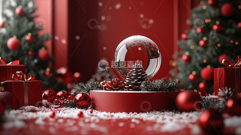 高清大图下载【趣麦麦图】红色圣诞装饰场景2