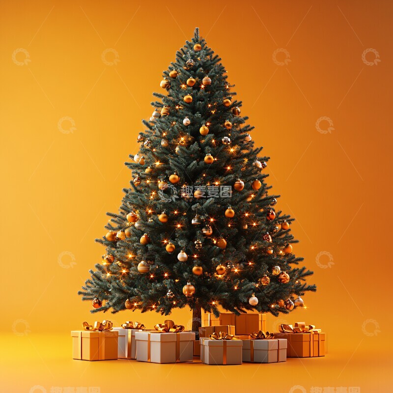 高清大图下载【趣麦麦图】圣诞树与礼物盒6