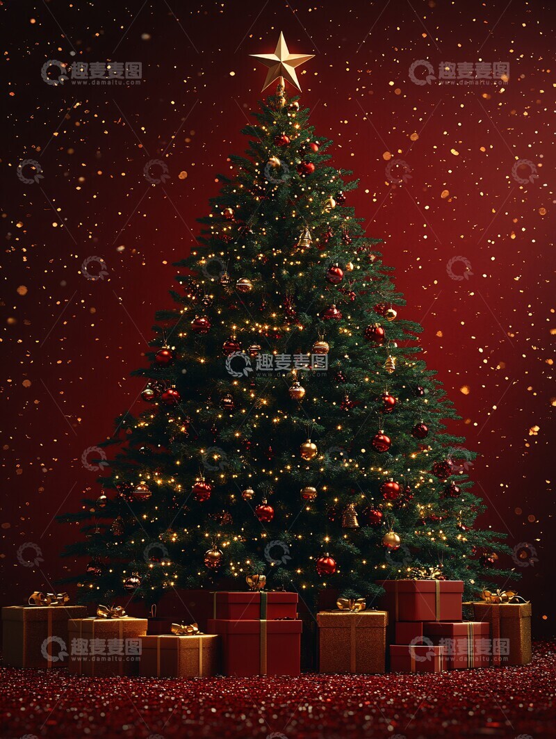 高清大图下载【趣麦麦图】圣诞树礼物盒1