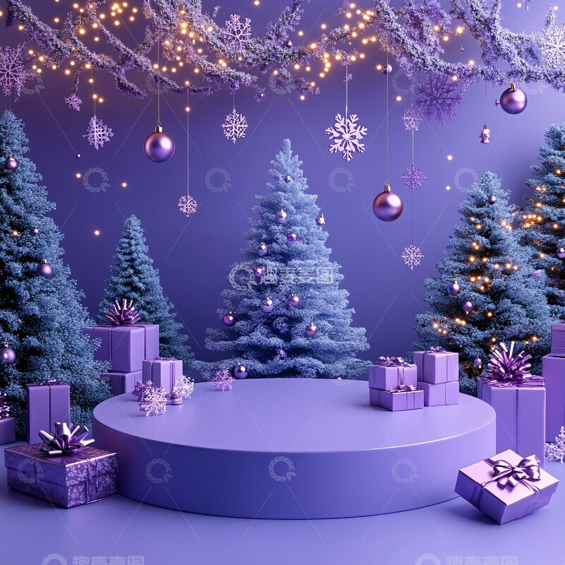 高清大图下载【趣麦麦图】蓝色紫色雪景1