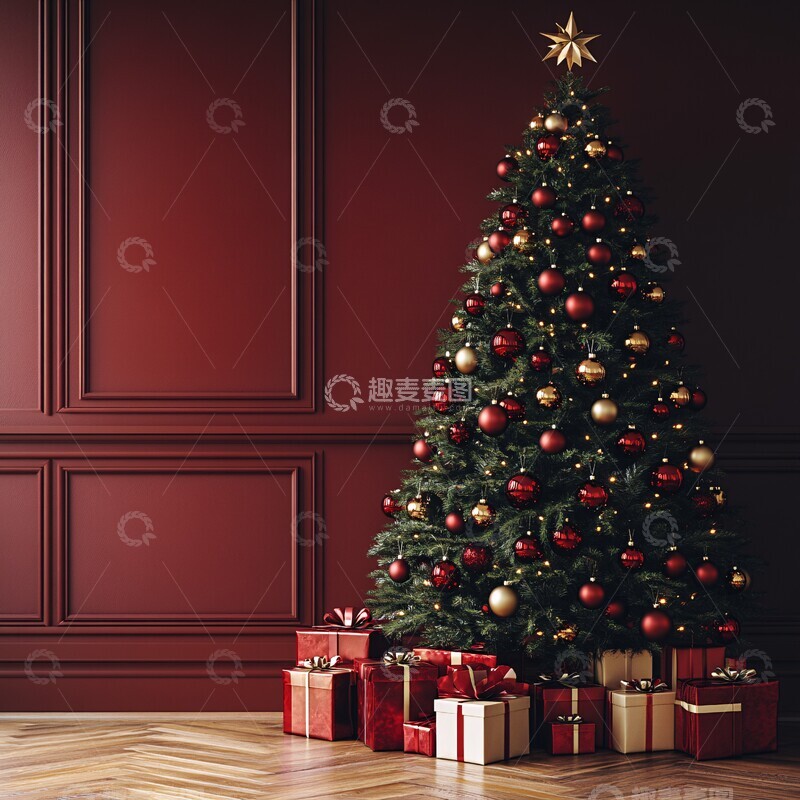 高清大图下载【趣麦麦图】圣诞树与新年礼物1