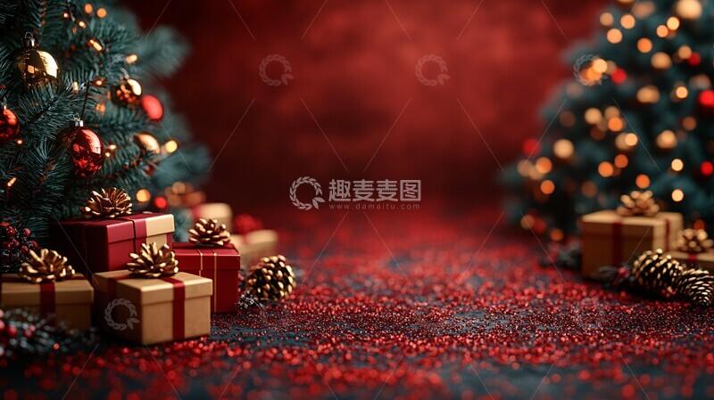 高清大图下载【趣麦麦图】金色圣诞背景图2