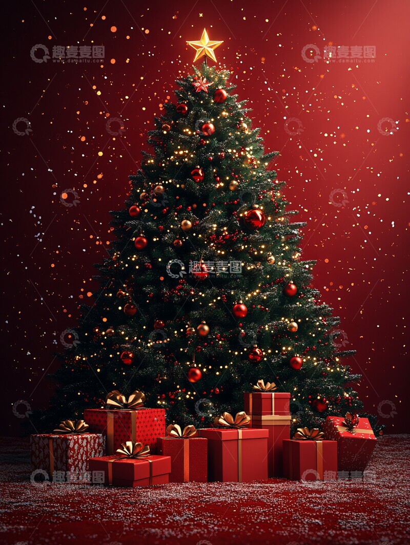 高清大图下载【趣麦麦图】圣诞树礼物盒