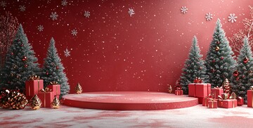 红色背景圣诞布置1