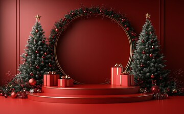 圣诞展示台与礼物