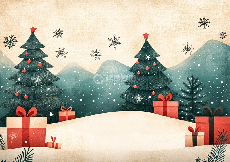 高清大图下载【趣麦麦图】温暖手工圣诞背景