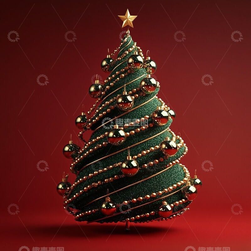 高清大图下载【趣麦麦图】绿色圣诞树灯球2