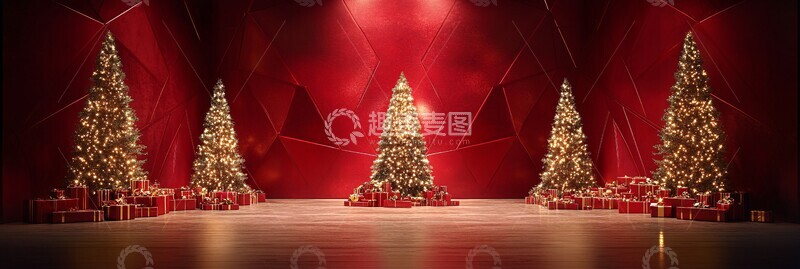 高清大图下载【趣麦麦图】红色几何圣诞树