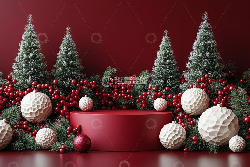 红色展台几何纸球2