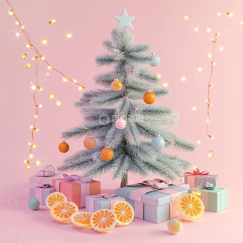 高清大图下载【趣麦麦图】柑橘切片圣诞树
