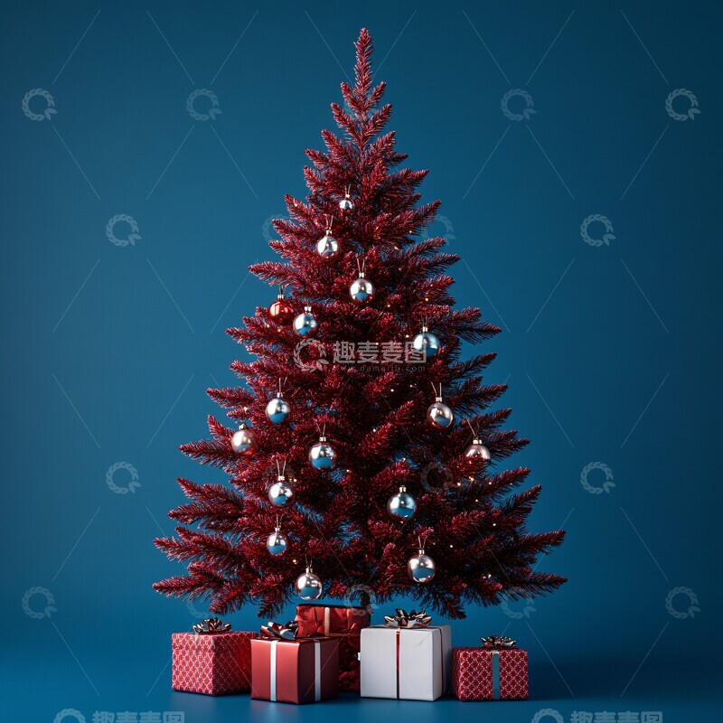 高清大图下载【趣麦麦图】红色圣诞树红色圣诞树圣诞