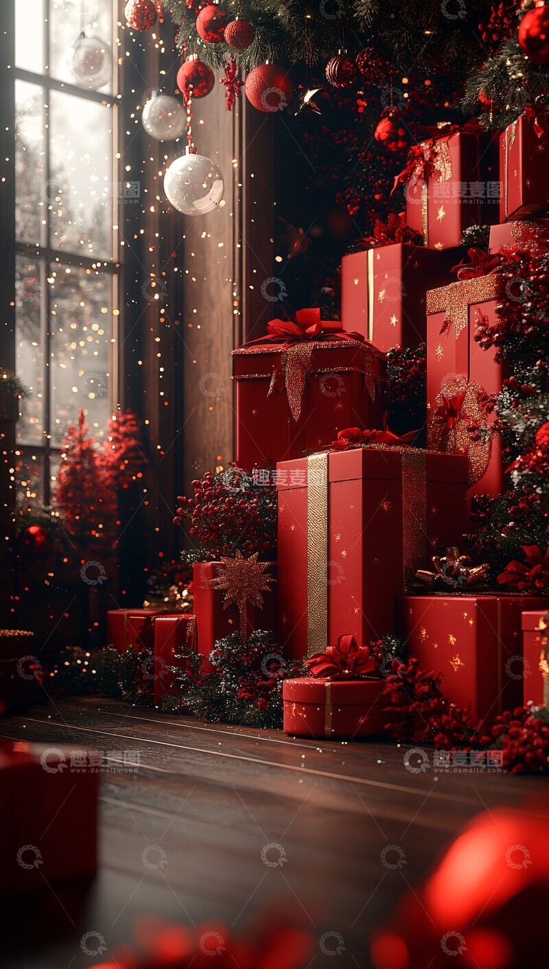 高清大图下载【趣麦麦图】新年礼物背景