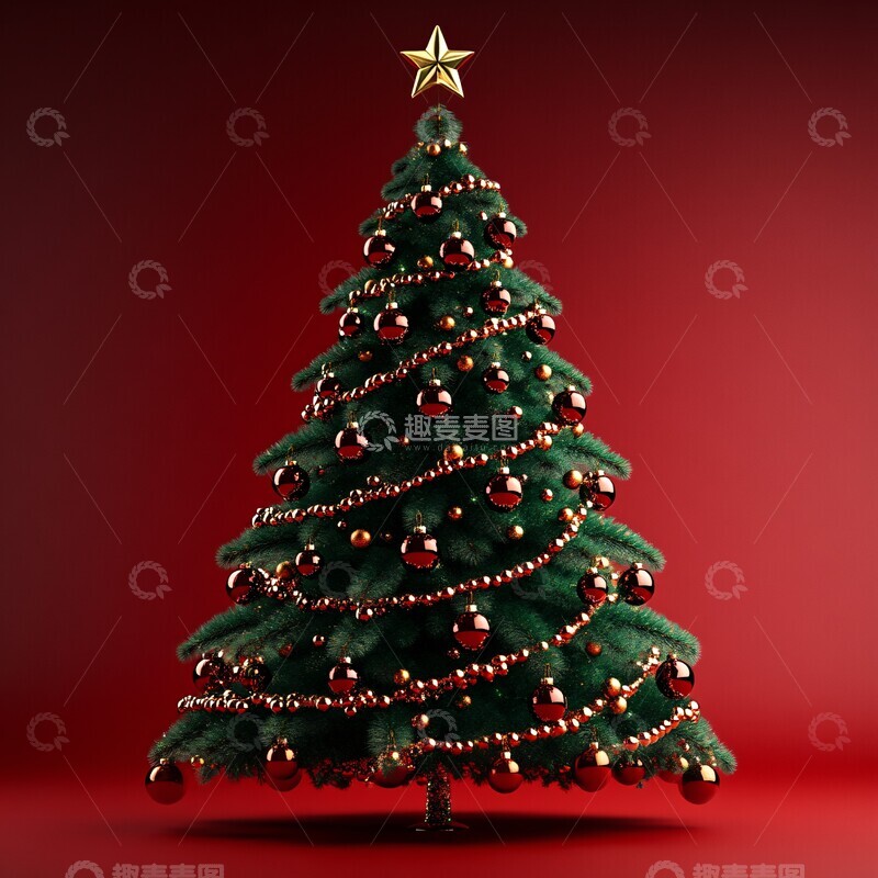 高清大图下载【趣麦麦图】绿色圣诞树灯球3