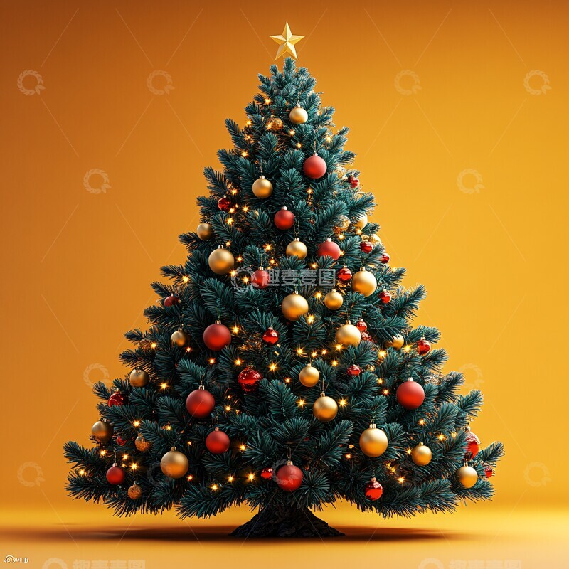 高清大图下载【趣麦麦图】圣诞树卡通背景1