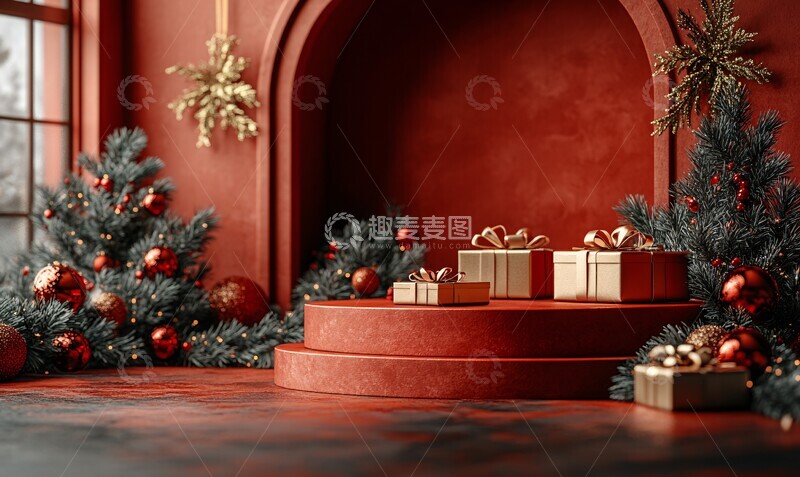 高清大图下载【趣麦麦图】圣诞礼物展示台1
