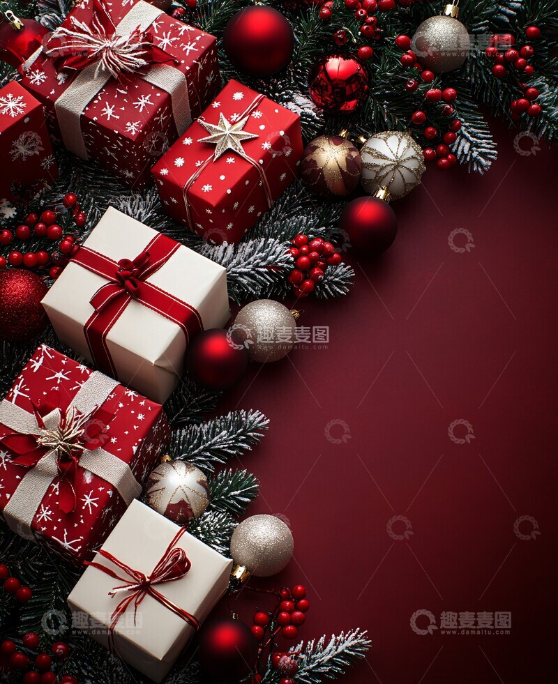 高清大图下载【趣麦麦图】圣诞礼盒装饰背景2