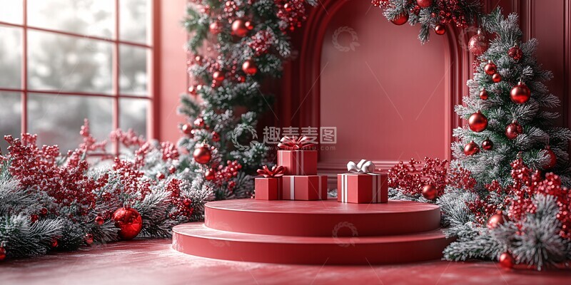 高清大图下载【趣麦麦图】圣诞背景展示模板