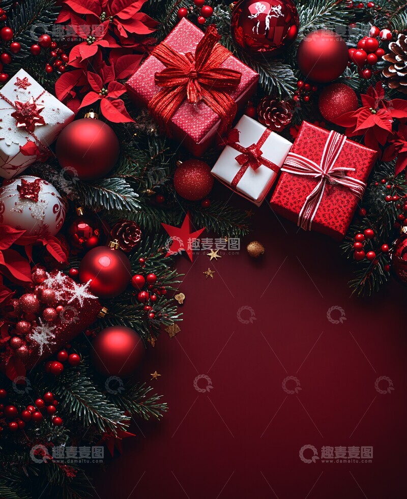 高清大图下载【趣麦麦图】圣诞礼盒装饰背景