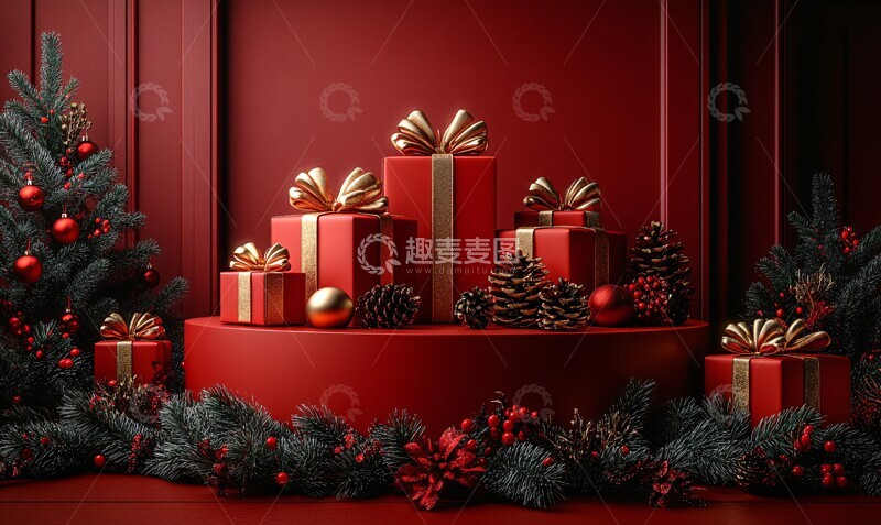 高清大图下载【趣麦麦图】圣诞礼物展示台