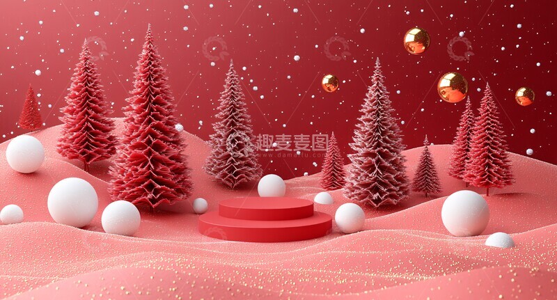 高清大图下载【趣麦麦图】红色圆柱展台3
