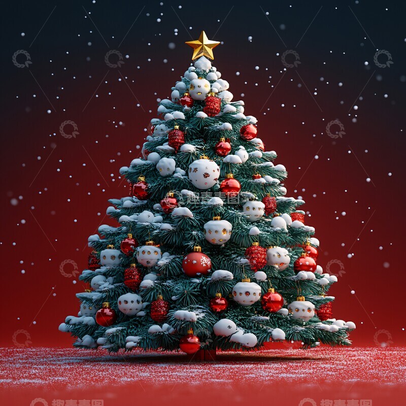 高清大图下载【趣麦麦图】圣诞树卡通背景