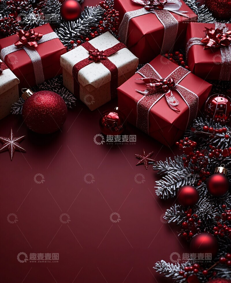高清大图下载【趣麦麦图】圣诞礼盒装饰背景1