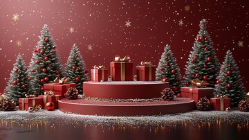 圣诞展示台礼物盒树木1