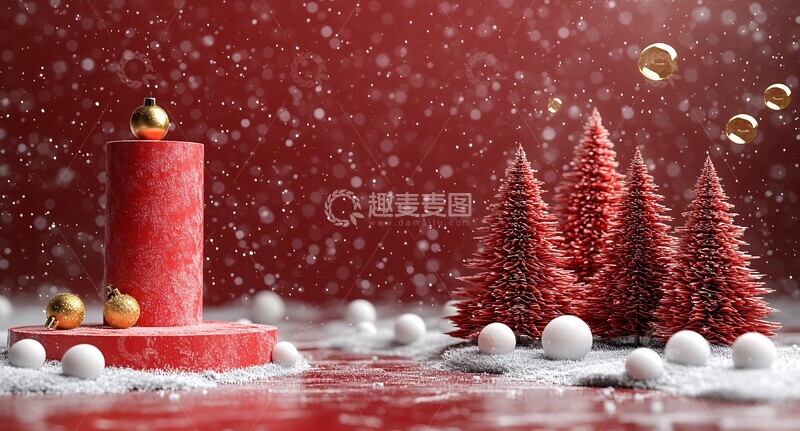 高清大图下载【趣麦麦图】红色圆柱展台2