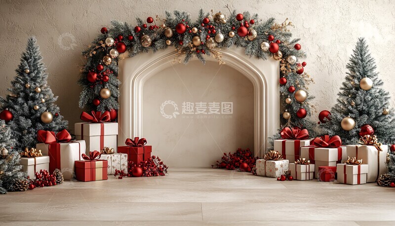 高清大图下载【趣麦麦图】圣诞新年展示台1