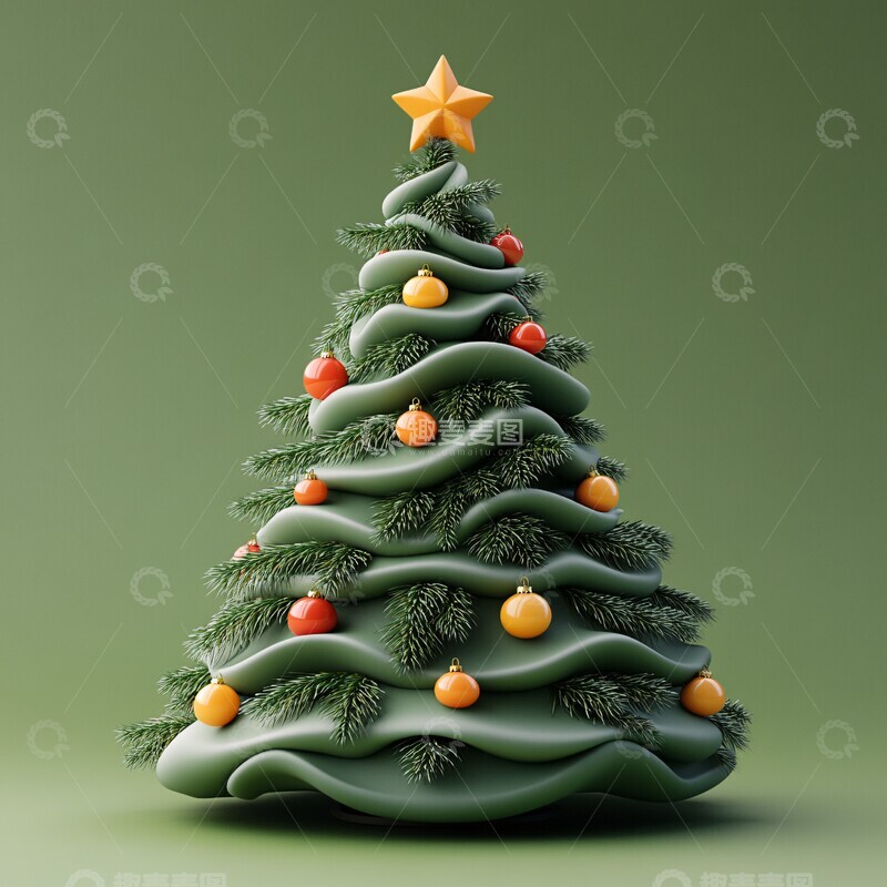 高清大图下载【趣麦麦图】圣诞树卡通背景2