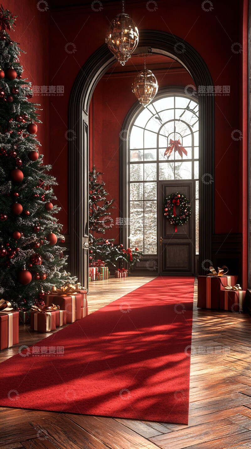高清大图下载【趣麦麦图】-圣诞红毯拱门1