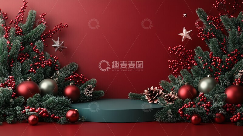 高清大图下载【趣麦麦图】新年背景绿色红色