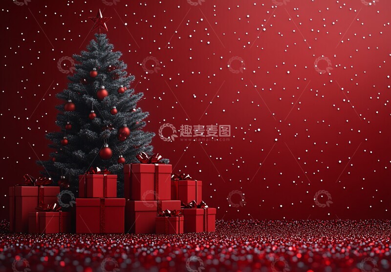 高清大图下载【趣麦麦图】圣诞礼物几何背景1