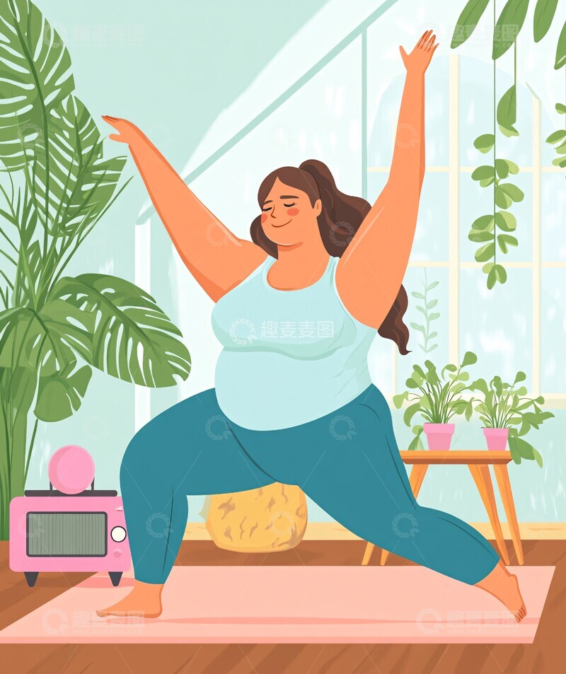 高清大图下载【趣麦麦图】胖女伸展图胖女伸展客厅3