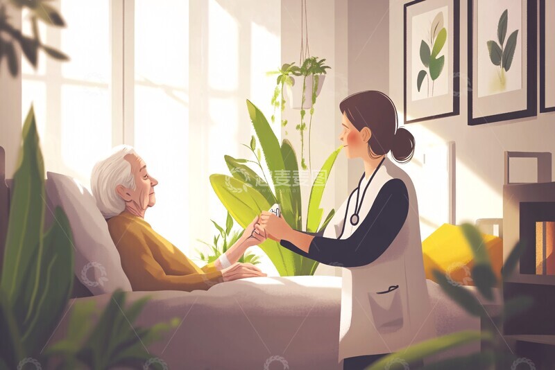 高清大图下载【趣麦麦图】老年女性测心率1