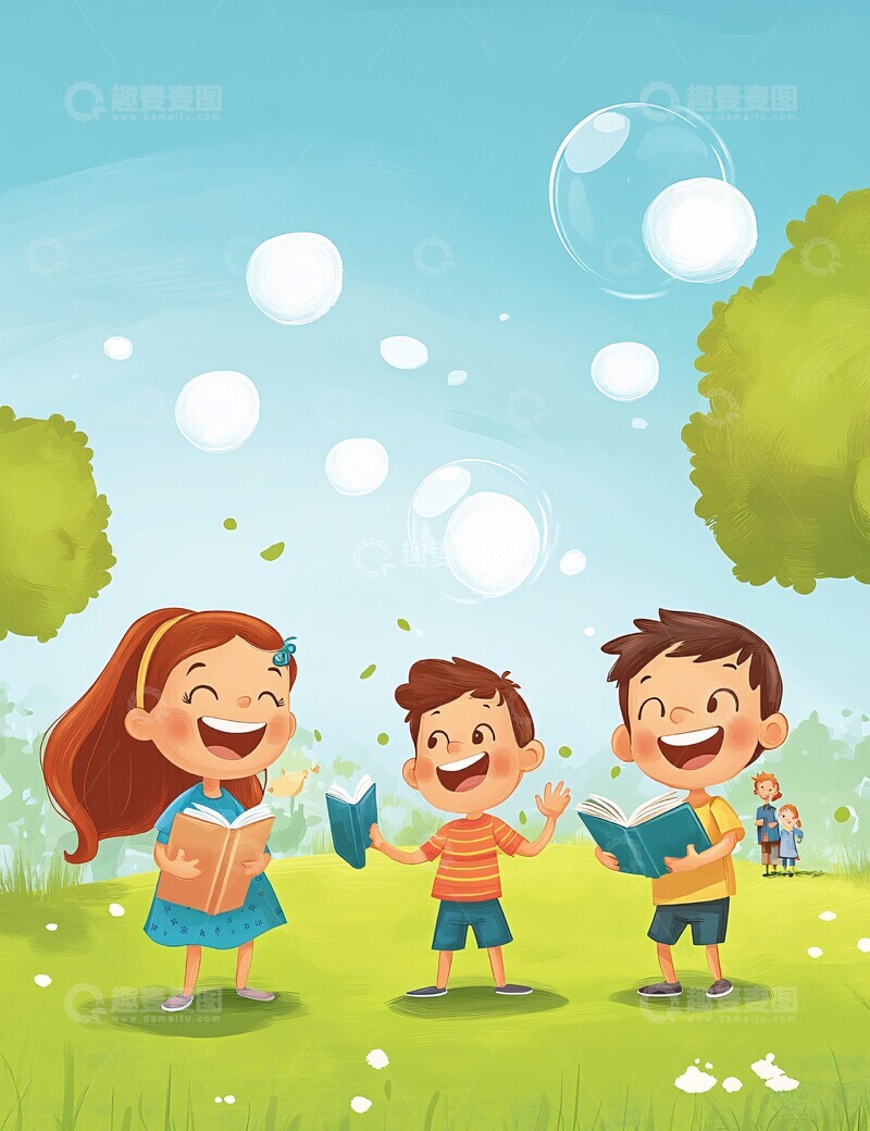 孩子们公园玩耍读书3