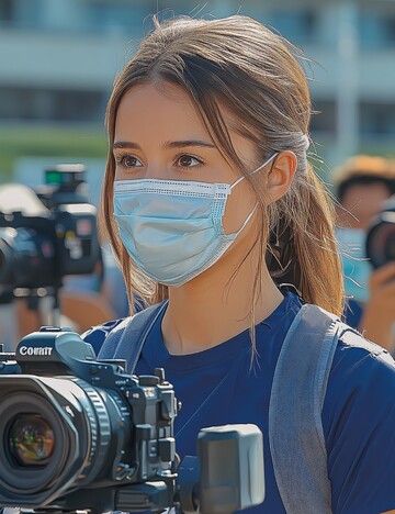 女记者采访田径场2