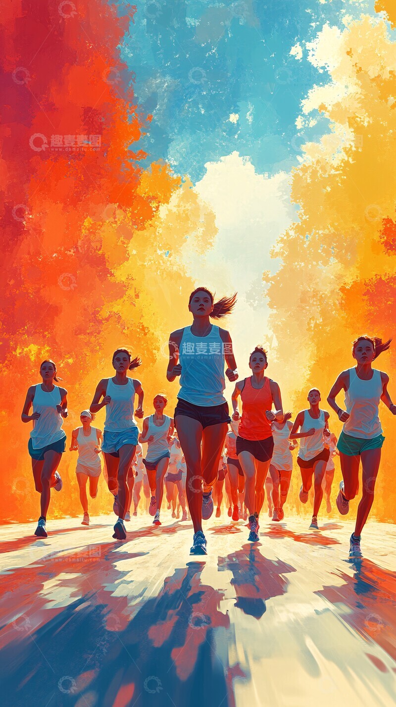 高清大图下载【趣麦麦图】赛跑人群赛跑人群彩色3