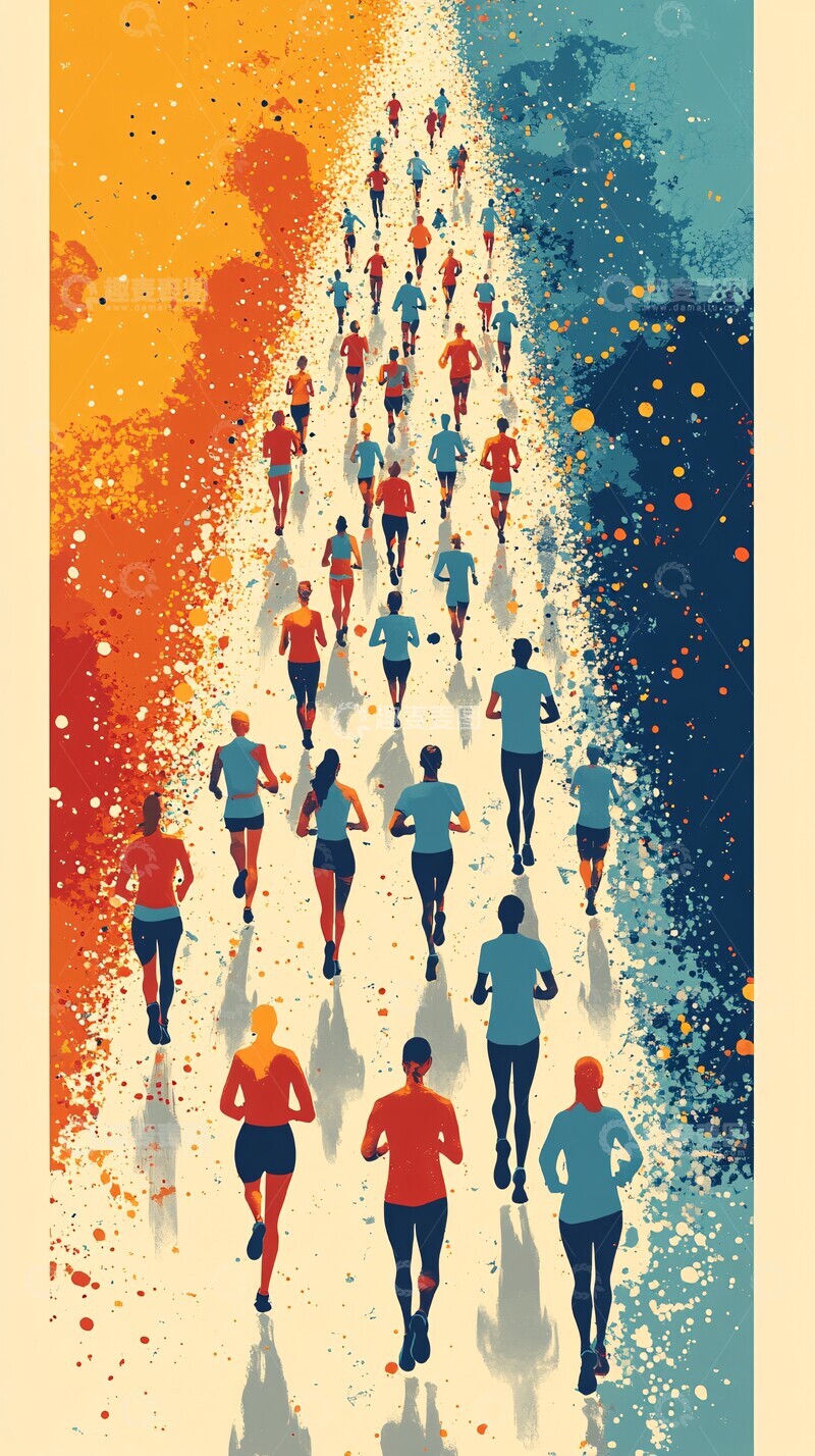 高清大图下载【趣麦麦图】赛跑人群赛跑人群彩色2