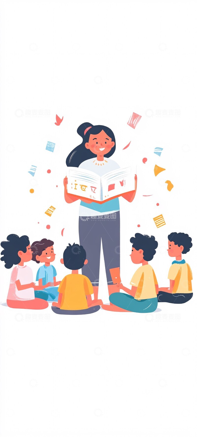 高清大图下载【趣麦麦图】老师讲故事老师学生插图2